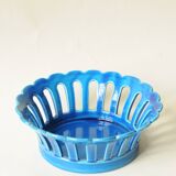 Blue openwork ceramic fruit bowl DLG from Bourg-Joly Malicorne