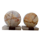 Pair of marble and onyx bookends, geometric design, Art Deco style.