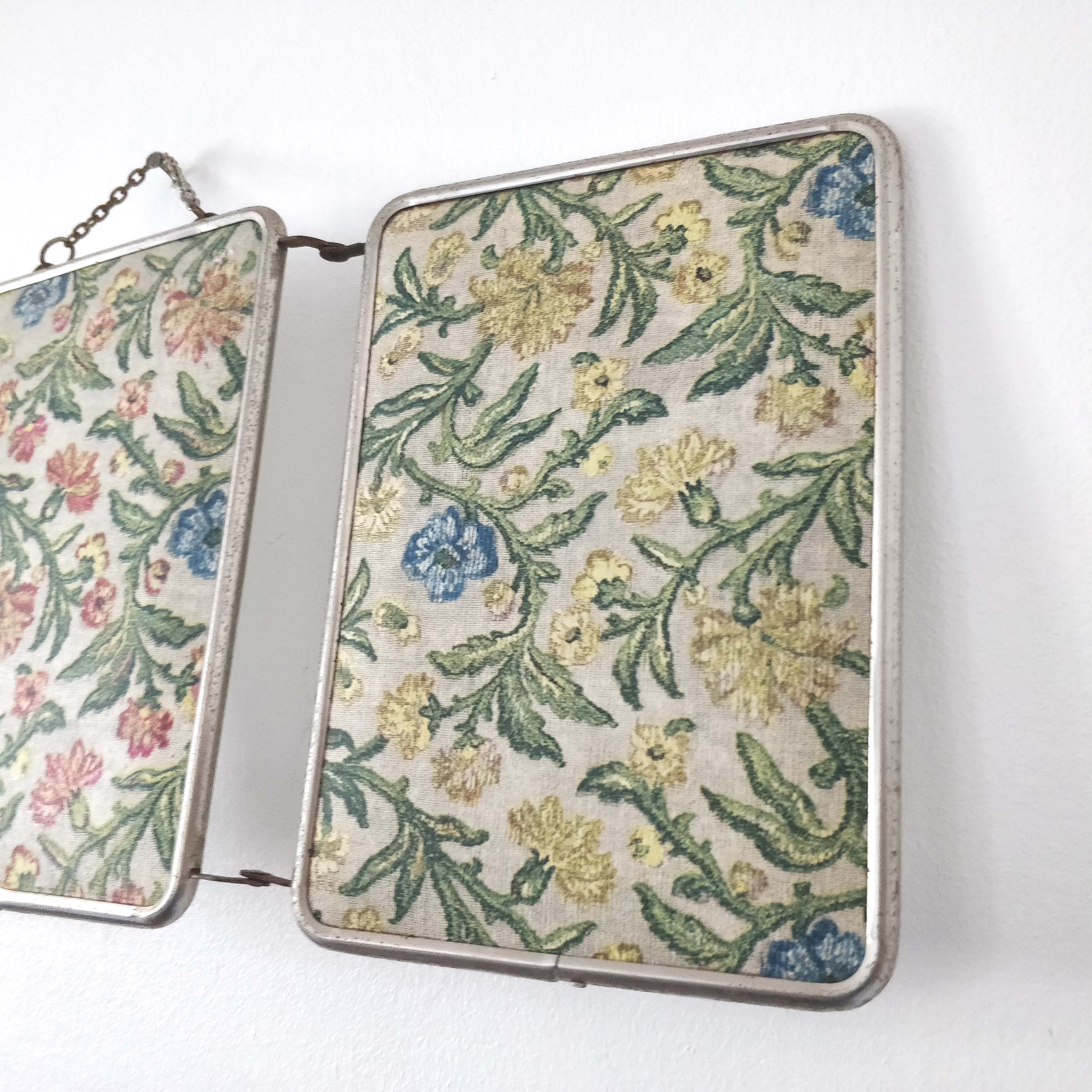 Mirror barber triptych patterns flowers 51x21cm