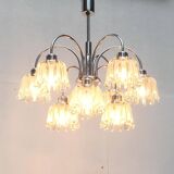 German type glass and metal chandelier 9471 by Richard Essig, 1970s.