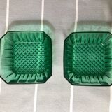 Vintage square ramekins made of Arcoroc glass - Emerald Green