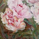 Peony bouquet painting signed and delivered with its certificate