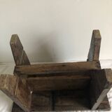 Small brutalist solid wood bench