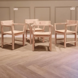 Set of 4 pine chairs with Tage Poulsen paper rope seat for Gramrode 1970