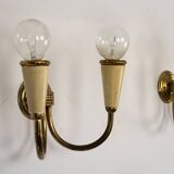 Set of four Mid-Century sconces in lacquer and brass. Italy 1950s
