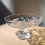 Bol sur pied en verre Mikasa avec tulipes roses et bleues