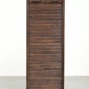 English antique archive cabinet with oak roll-up door from the 20th century