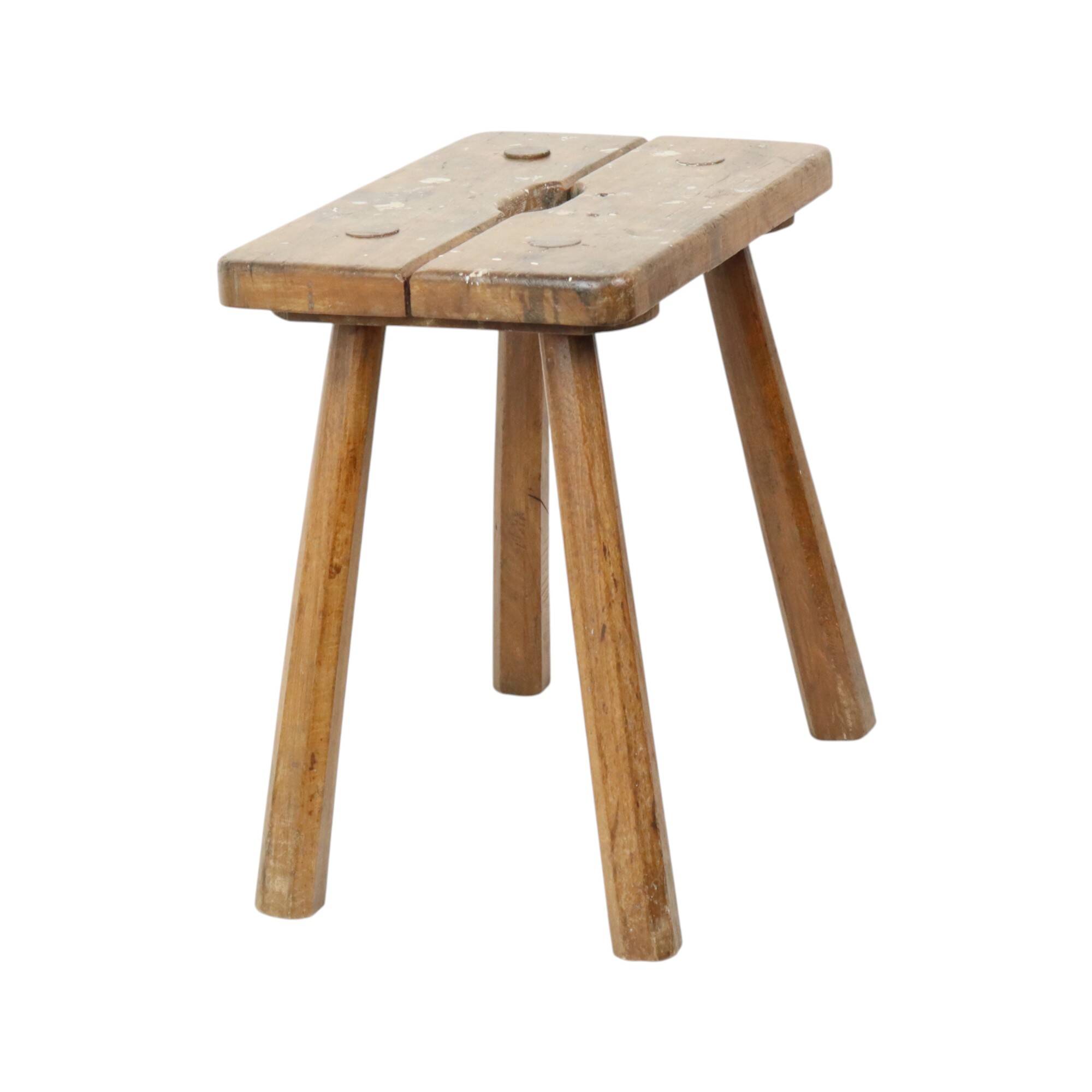 Characterful Milk Stool Solid Wood Stool Rustic
