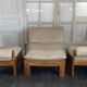Three-module sofa in beige Alcantara