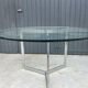 Large round table slab of stainless glass base