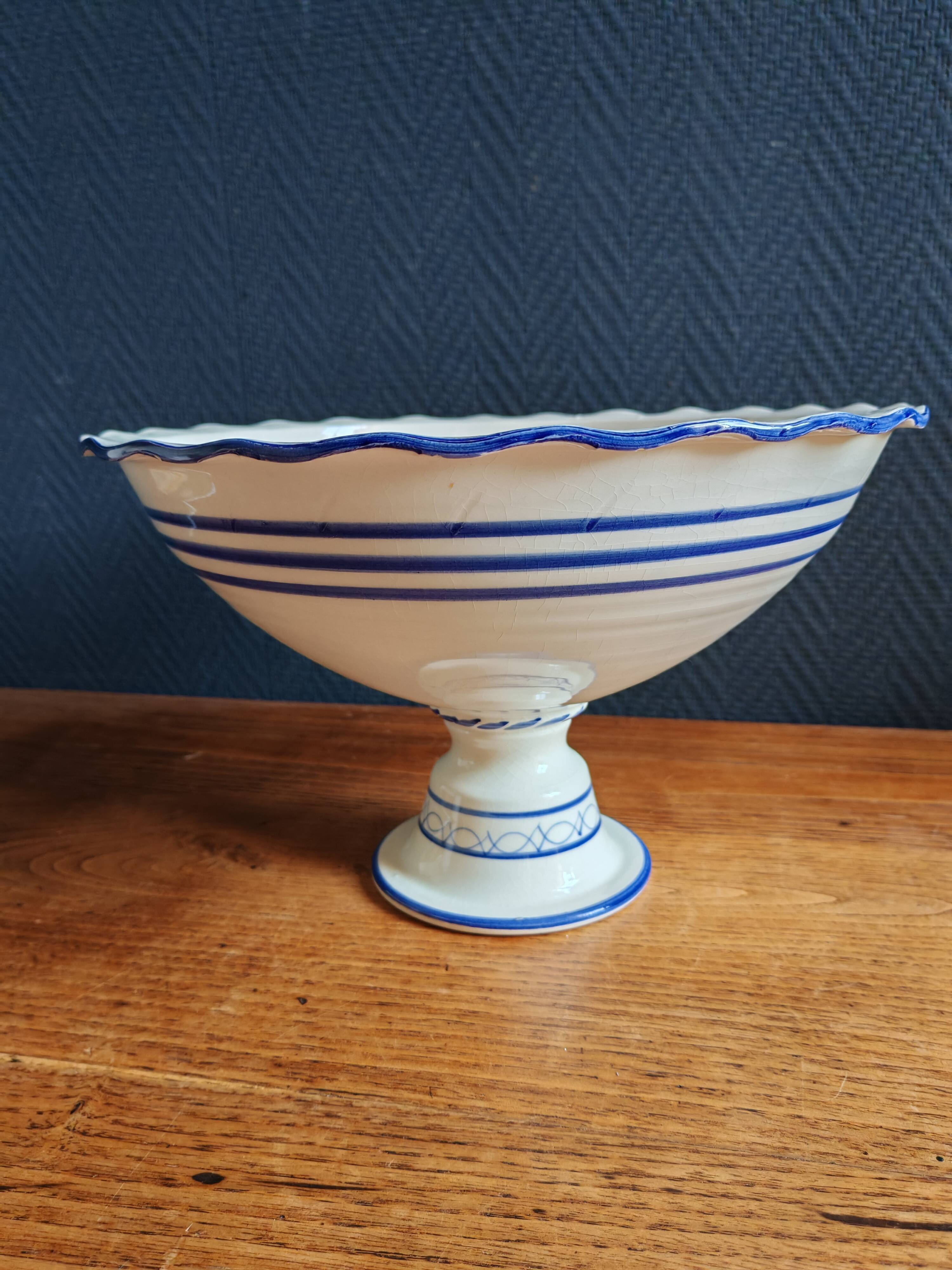 Blue and White Footed Faience Bowl