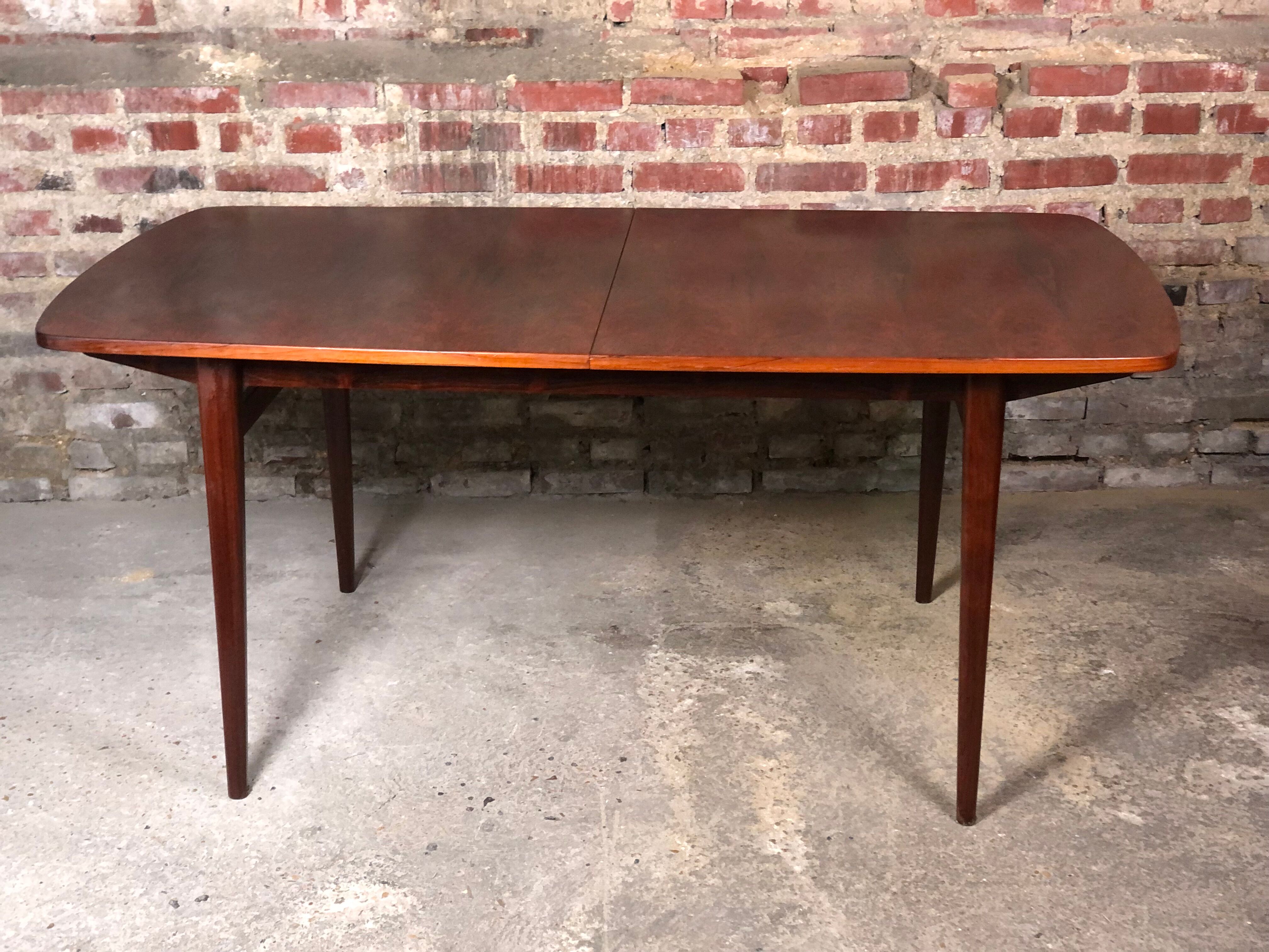 Scandinavian table with rosewood extensions from Rio vintage 1960