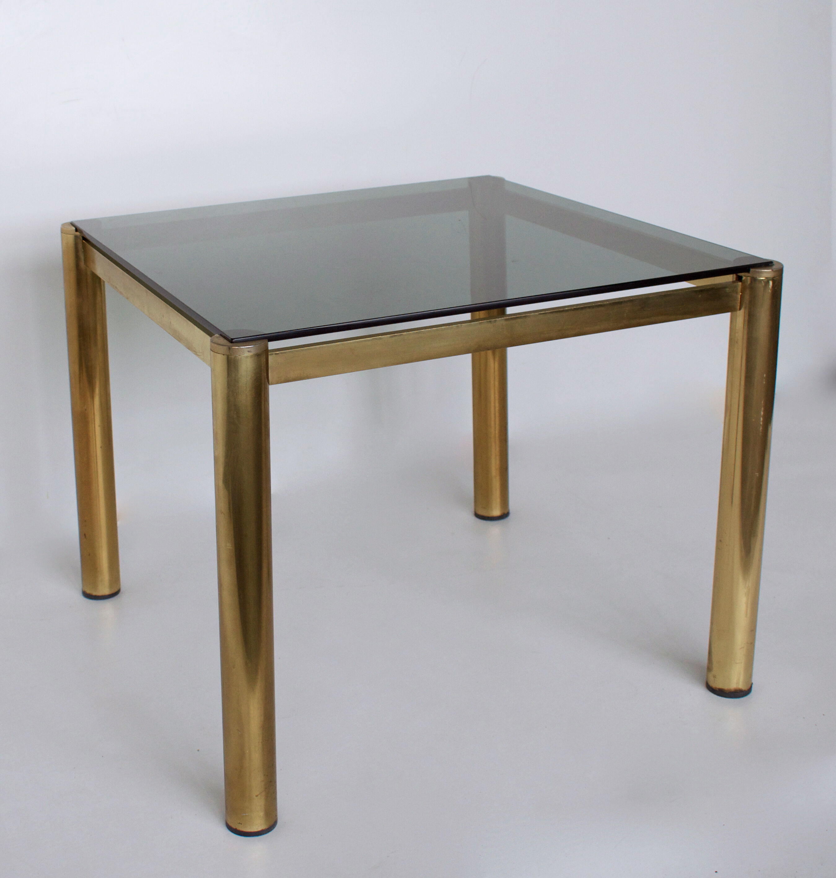 Square glass and brass coffee table 1980 original edition