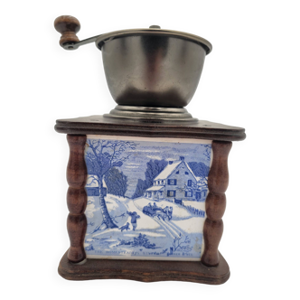 Old coffee grinder Currier & Ives winter landscape decor