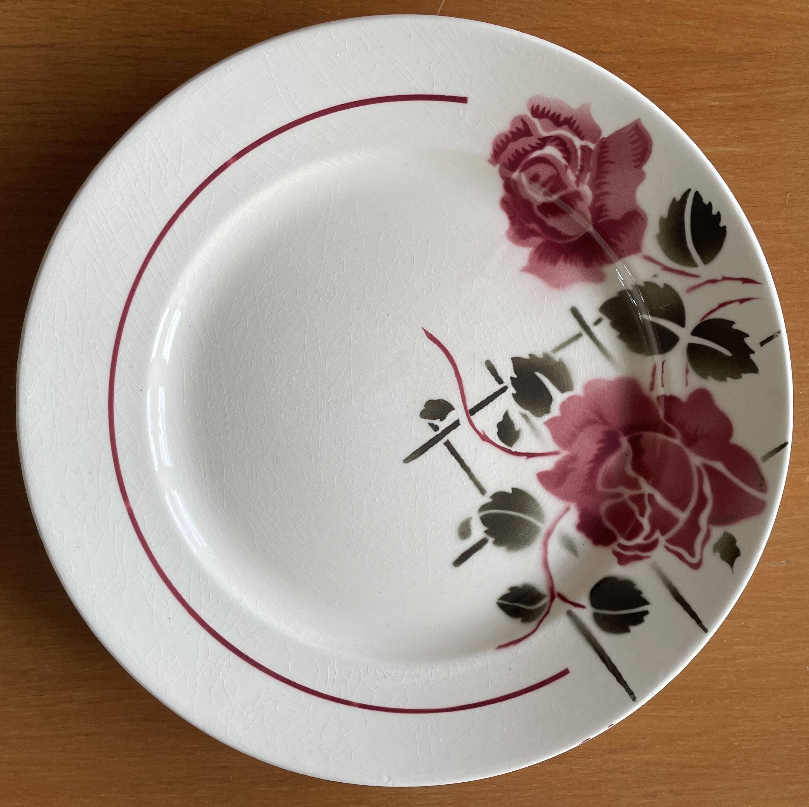 6 antique flat plates in faience from BADONVILLER