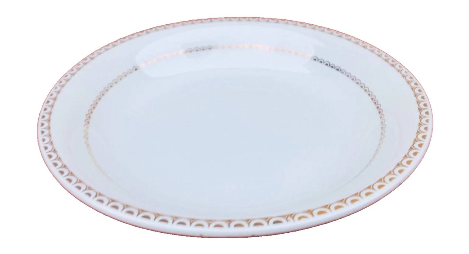1950s Serving Dish Hollow Earthenware with Gold Frieze Decoration