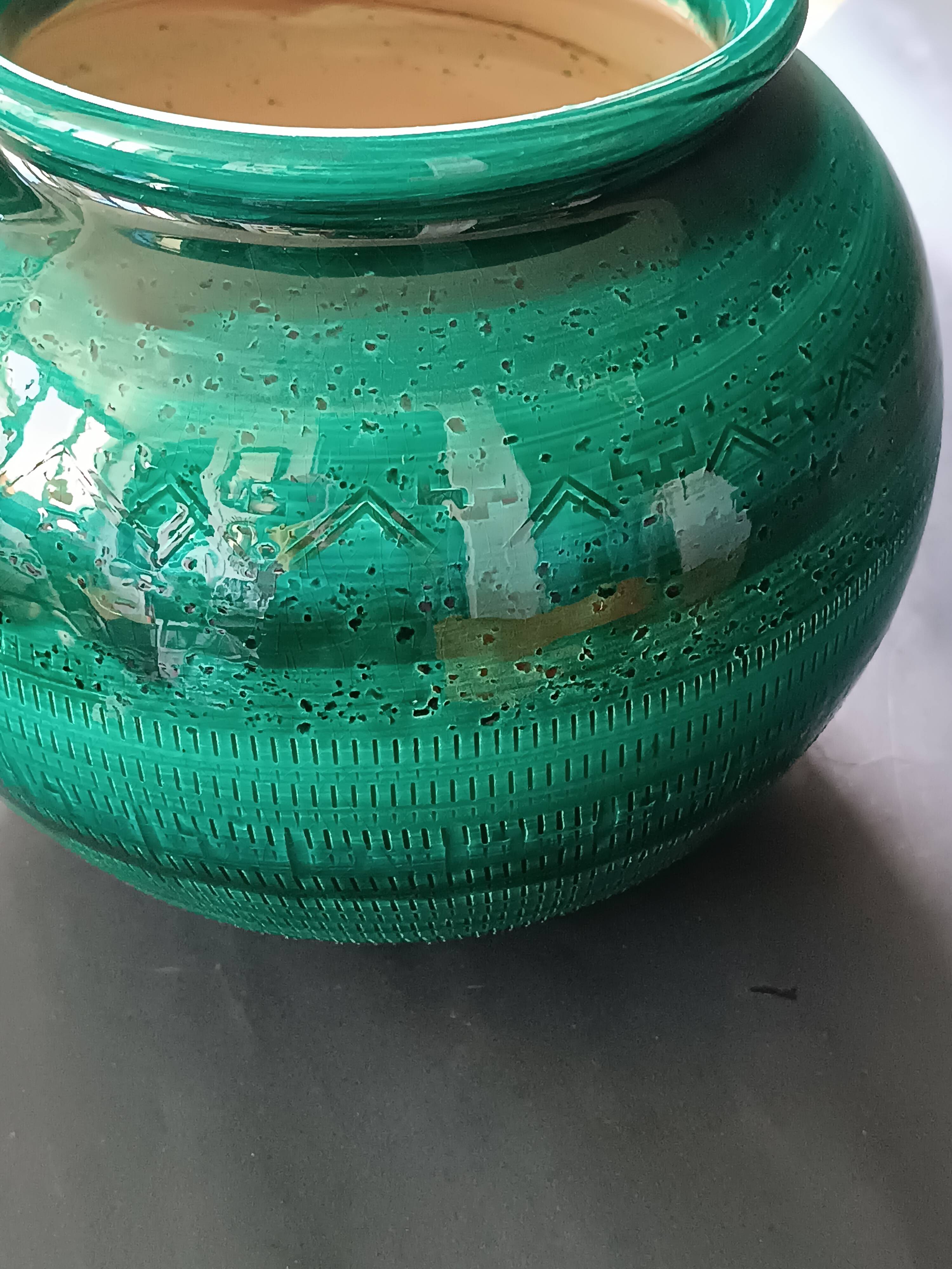 Round ceramic planter Rimini Bright Green Aldo Londi Bitossi 1970