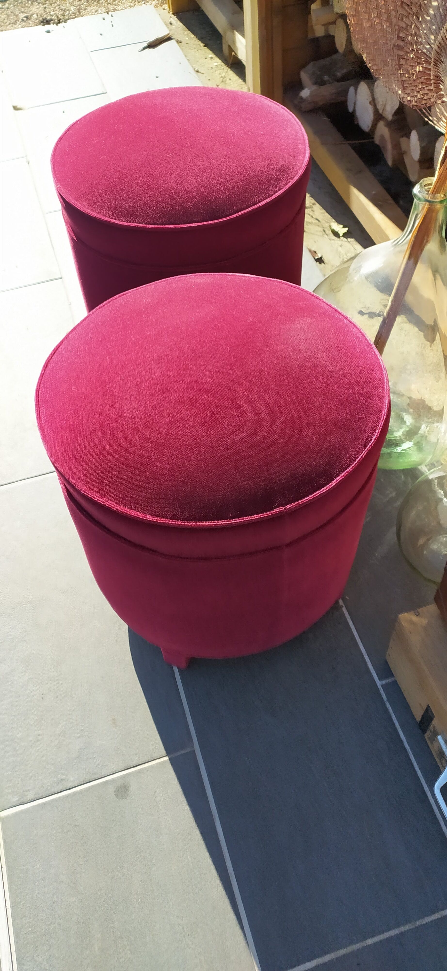 Pair of vintage pouf