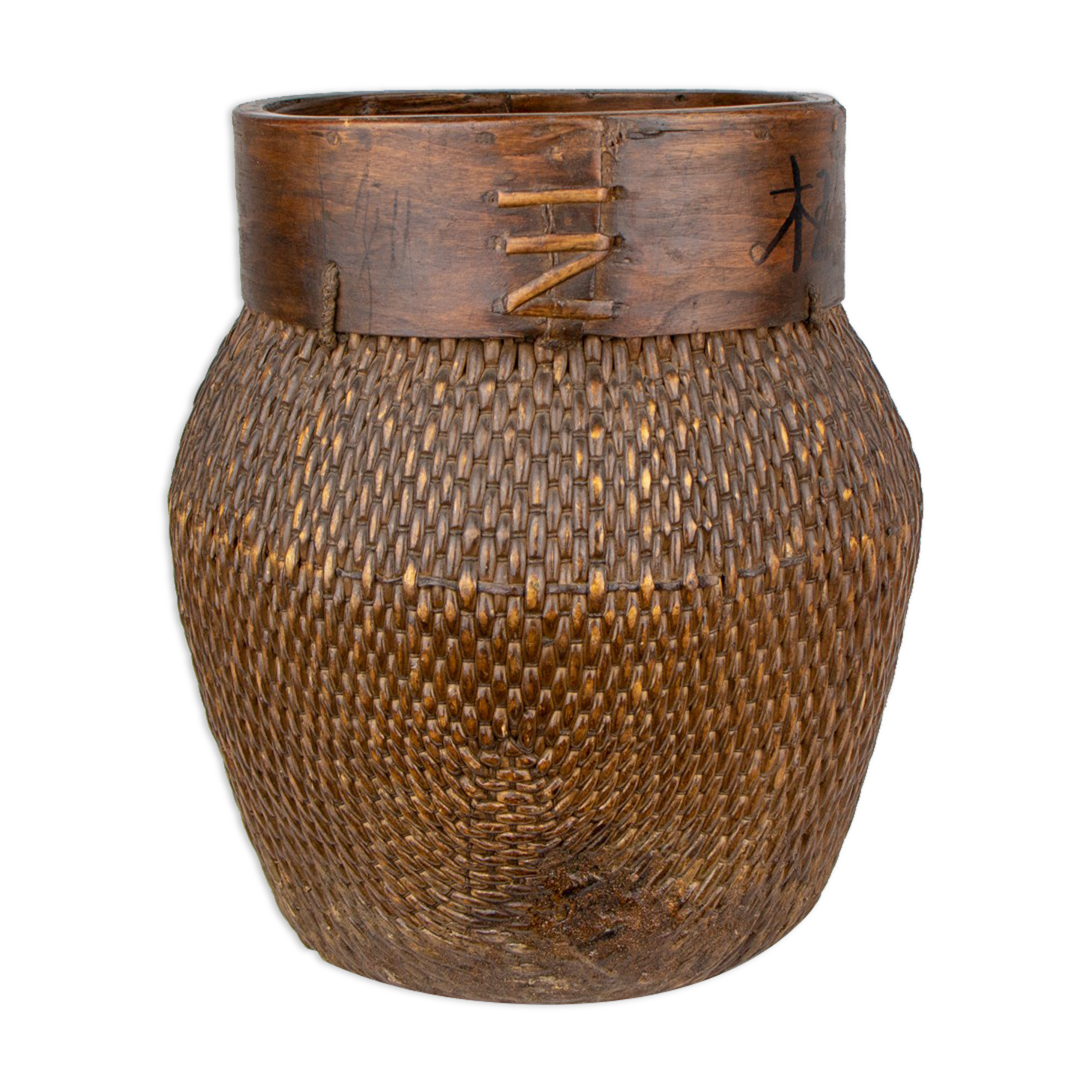 Chinese braided wooden basket