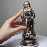 Old small virgin in polychrome 19th century glass eglomisée