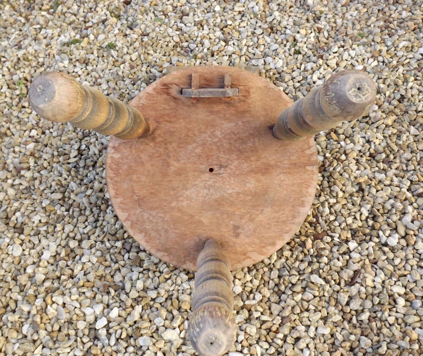 Vintage French Handcrafted Wooden Child's Stool with Added Back