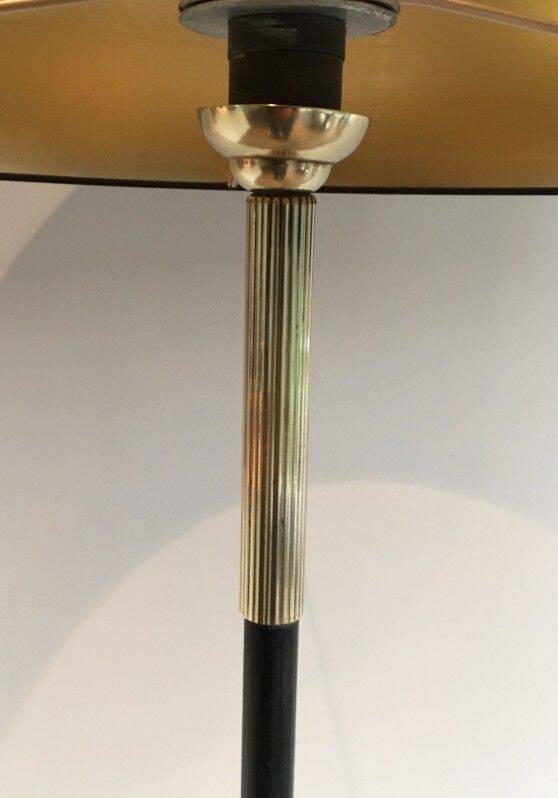 Floor lamp in black lacquered metal and brass
