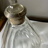 Flacon ancien en cristal col en argent poinçonné art déco à facettes