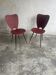 Pair of Mid-Century Red Vinyl Dining Chairs with Black Metal Legs, Sculptural Curved Backs