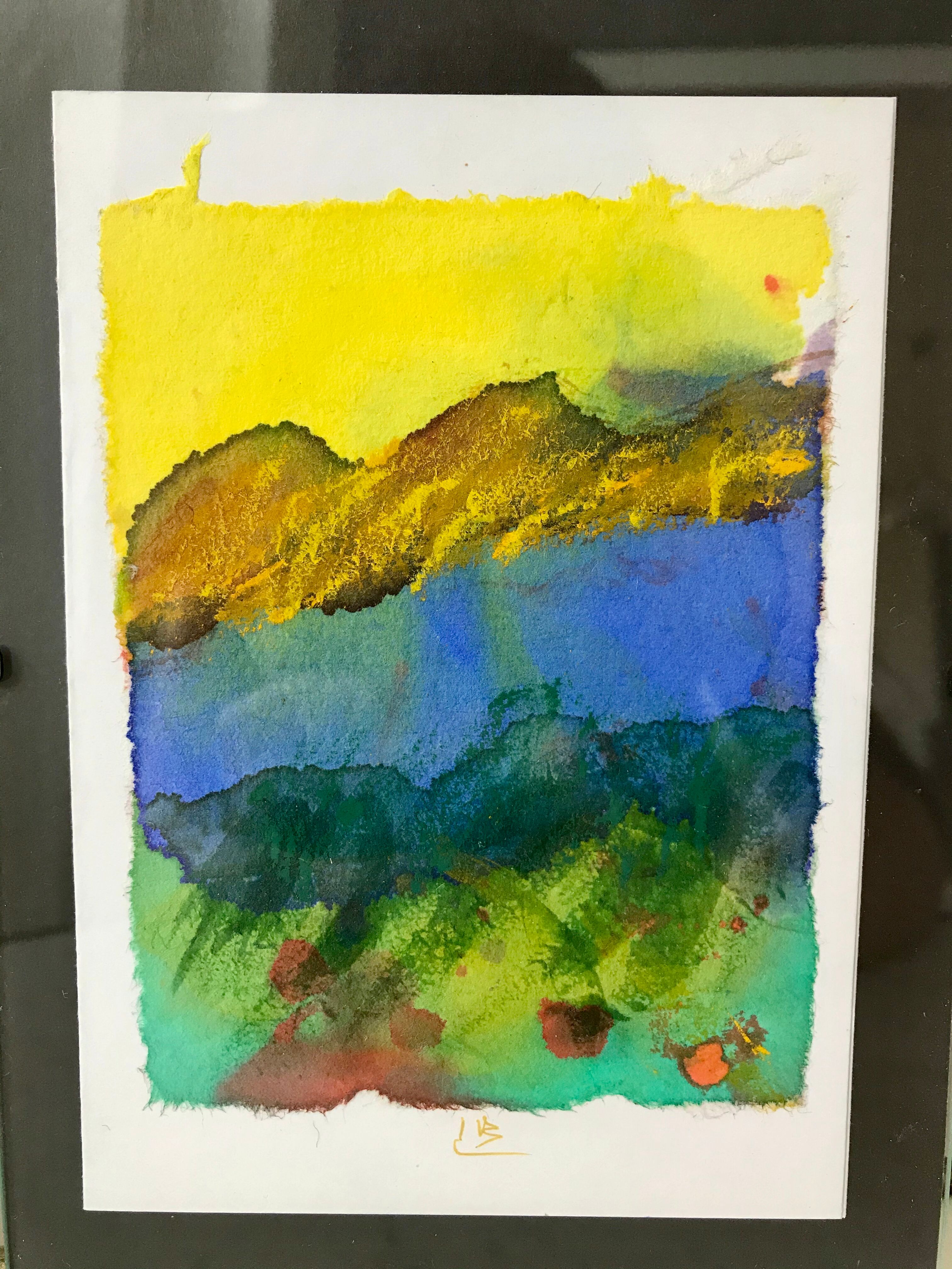 Landscape watercolor signed vintage coaster