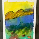 Landscape watercolor signed vintage coaster