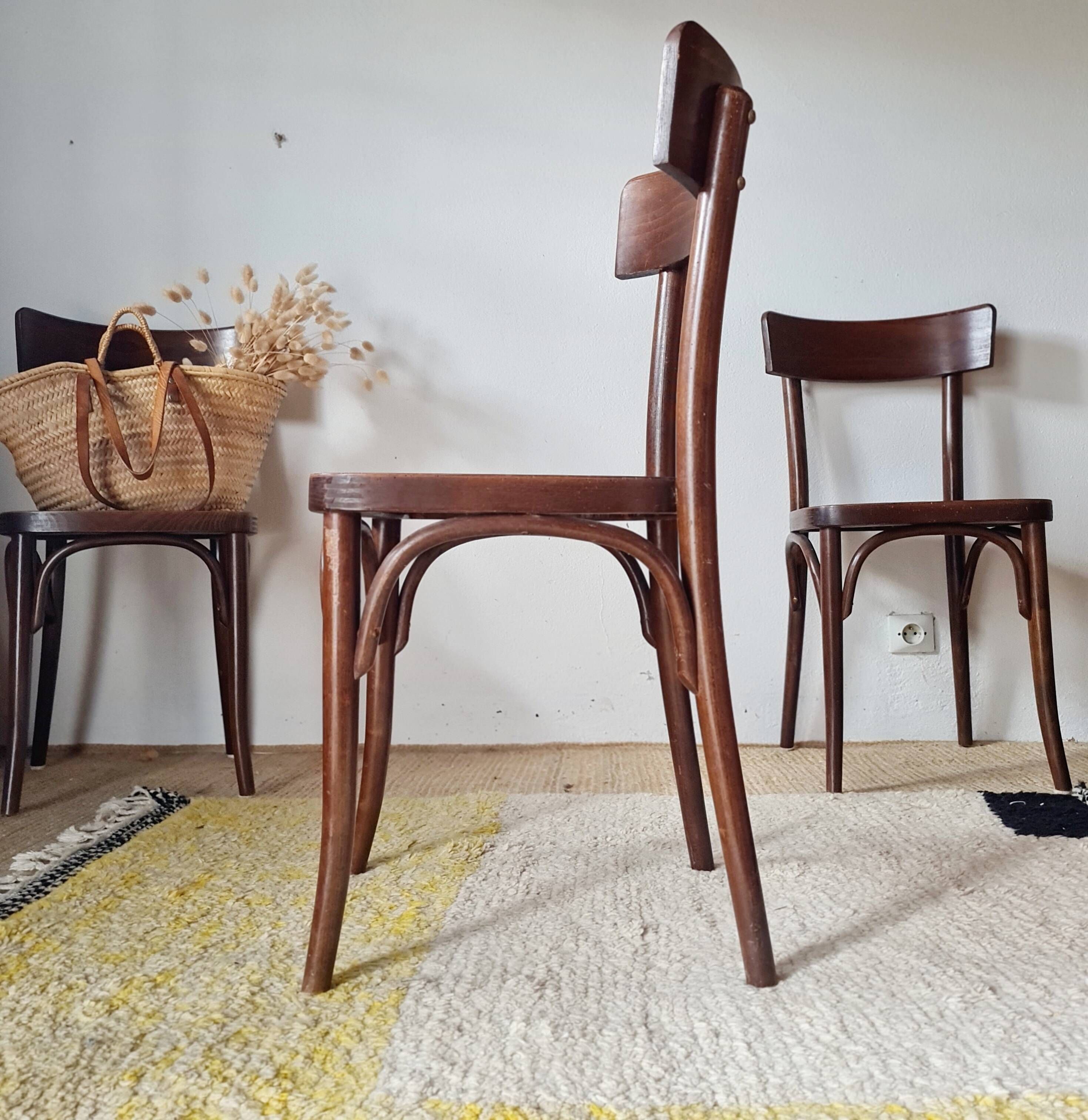 Set of 3 antique wooden bistro chairs