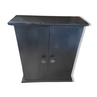 Medicine cabinet toilet solid wood black patinated