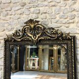 Old mirror 153.5x98.5cm Napoleon III late 19th century, beveled and stitched ice.