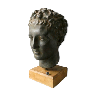 Bust, head of Hermes in plaster patina bronze
