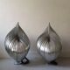 Sculptural table lamp in brushed metal by Henri Mathieu, design 1970.