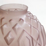 Art Deco ball vase, frosted violet glass