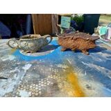 2 cast iron planters from 1900 from Charleville-Mézières, rockery style