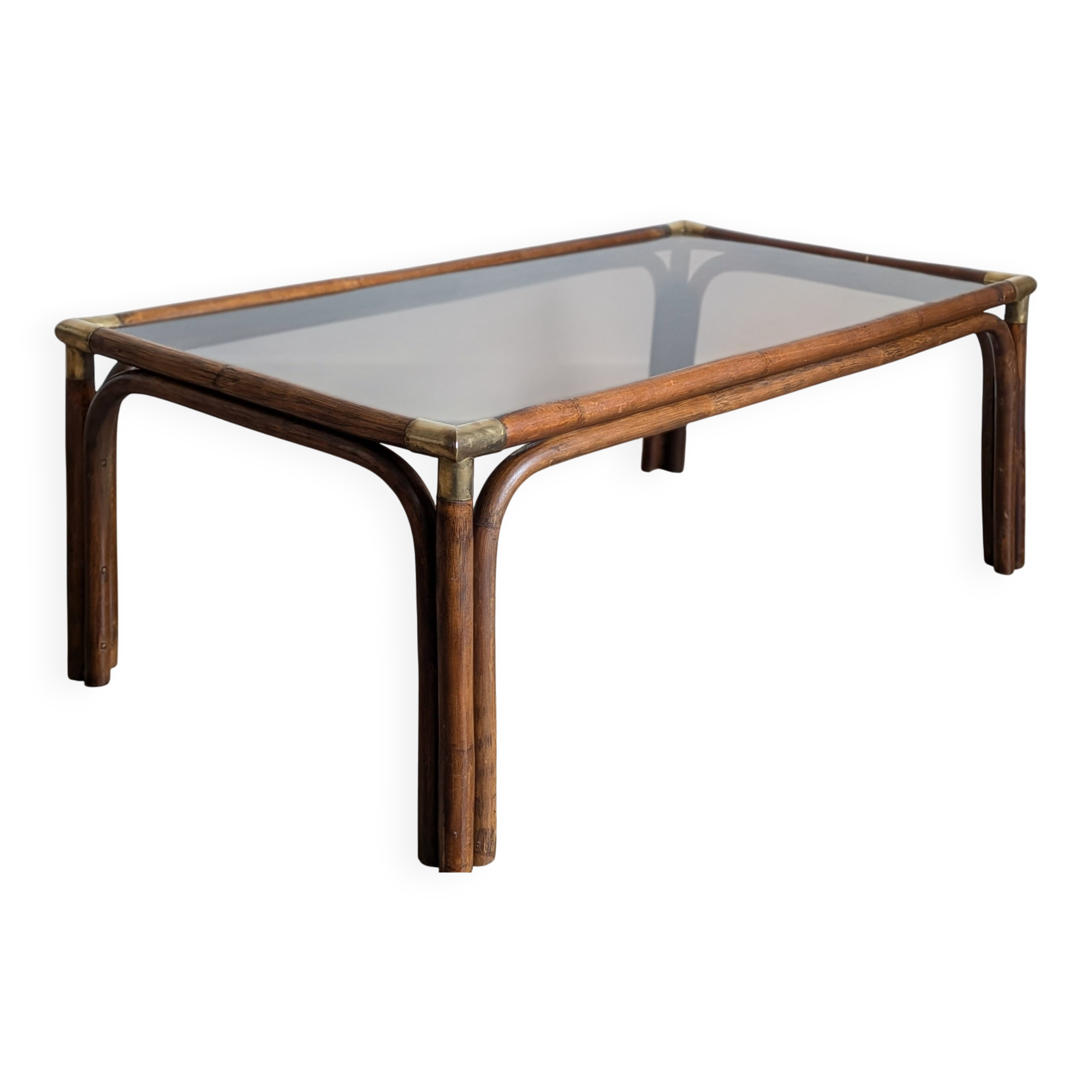 Bamboo and glass coffee table