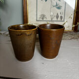 Set of 4 cup glasses in Digoin stoneware and others.