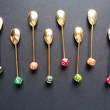8 gold-plated mocha spoons