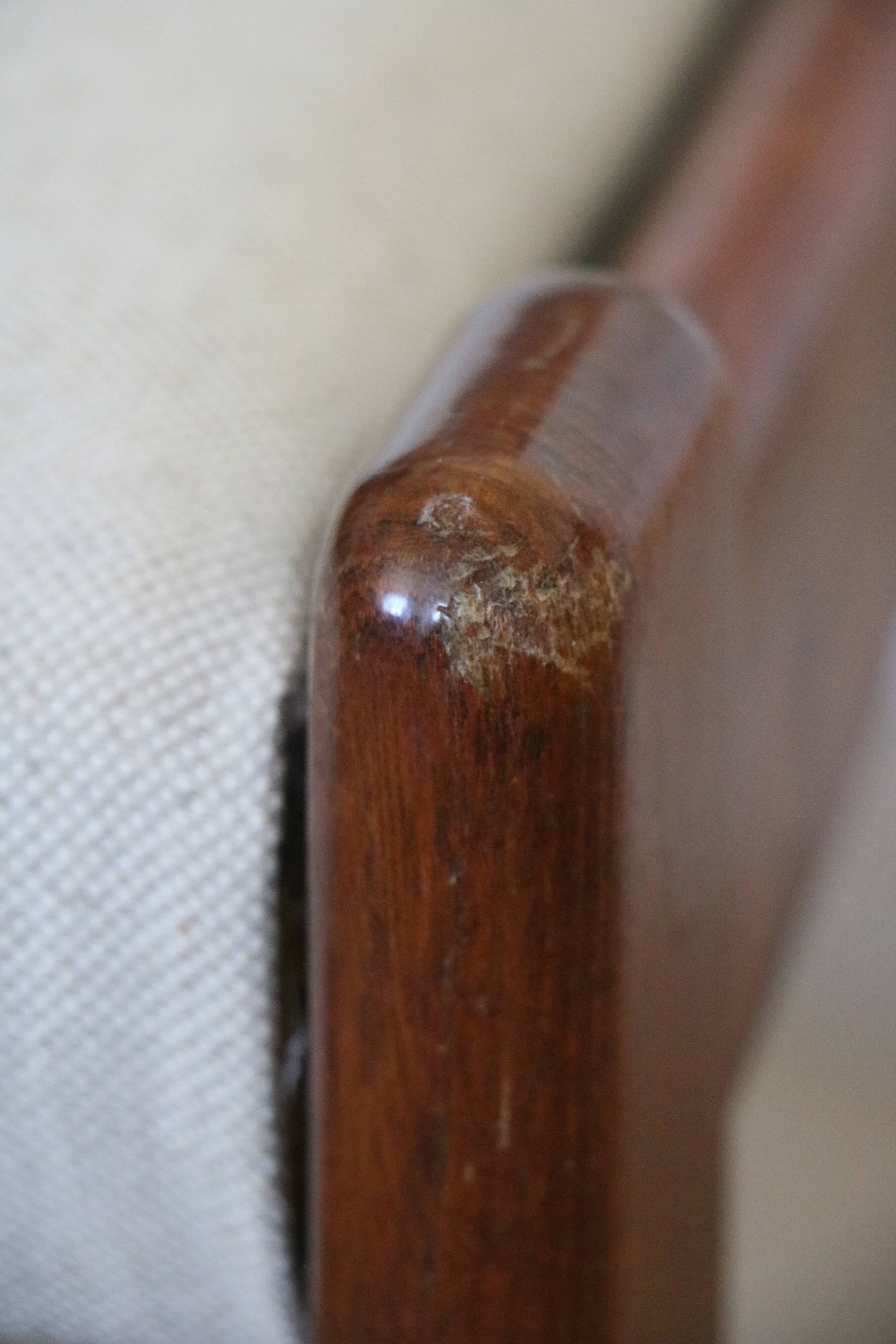 4 vintage brutalist chairs, reupholstered in cotton/linen.