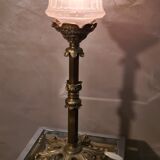 large bronze lamp napoleon iii sculpted globe molded opaque 54x22