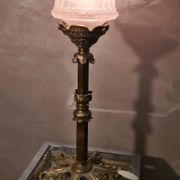 large bronze lamp napoleon iii sculpted globe molded opaque 54x22