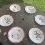 6 mismatched dinner plates, 2 Aude models and 4 Epernay Sarreguemines and Digoin models,