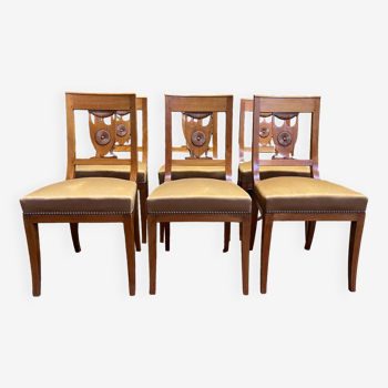 Suite of 6 Empire style chairs - Restaurarion
