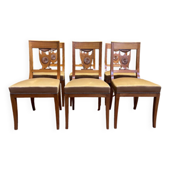 Suite of 6 Empire style chairs - Restaurarion