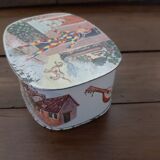 Antique metal box Columbine and Harlequin