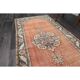 Vintage Turkish Oushak handmade wool cotton red runner rug 94x335