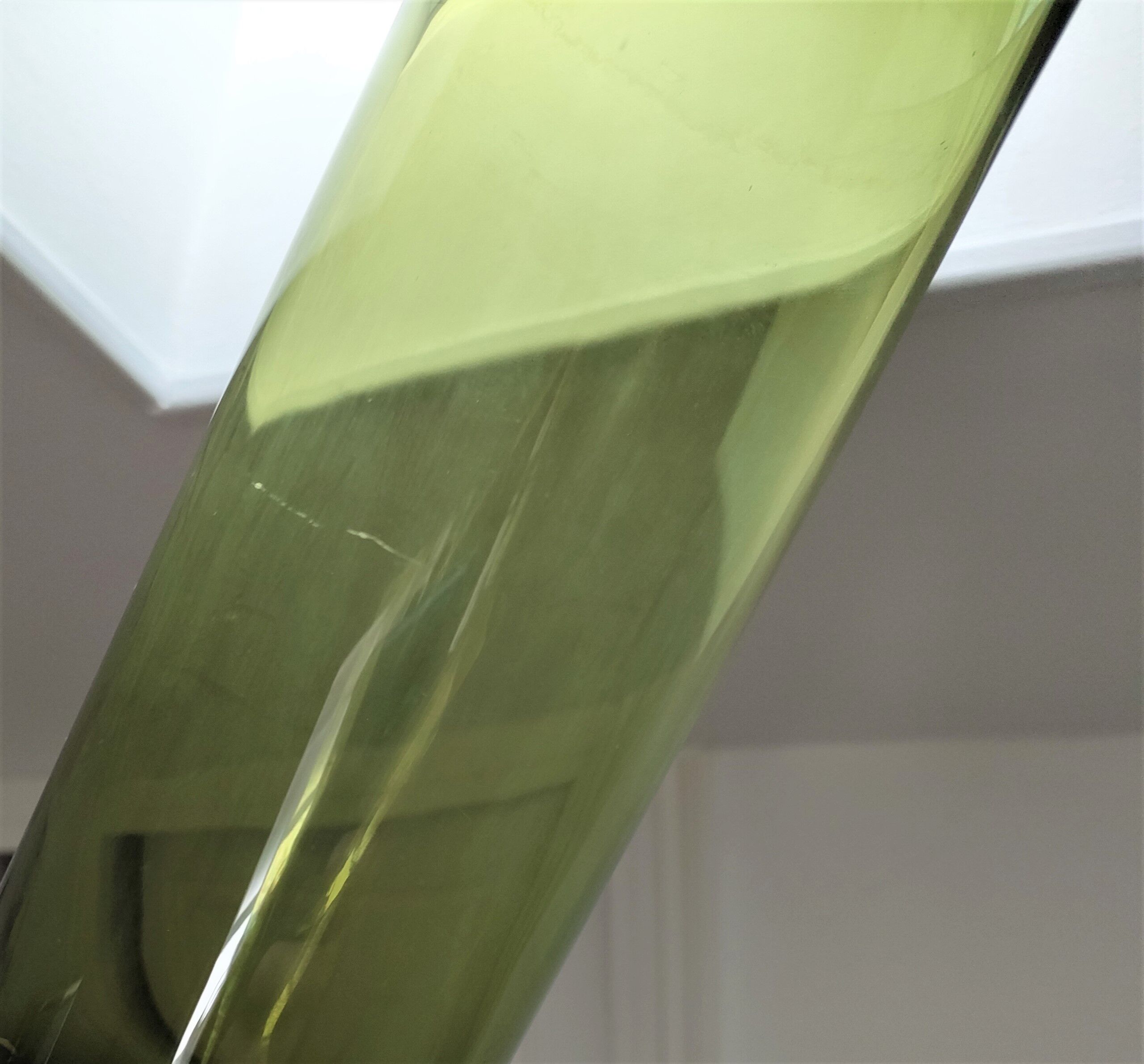 Cylindrical vase green glass Scandinavian design 70s