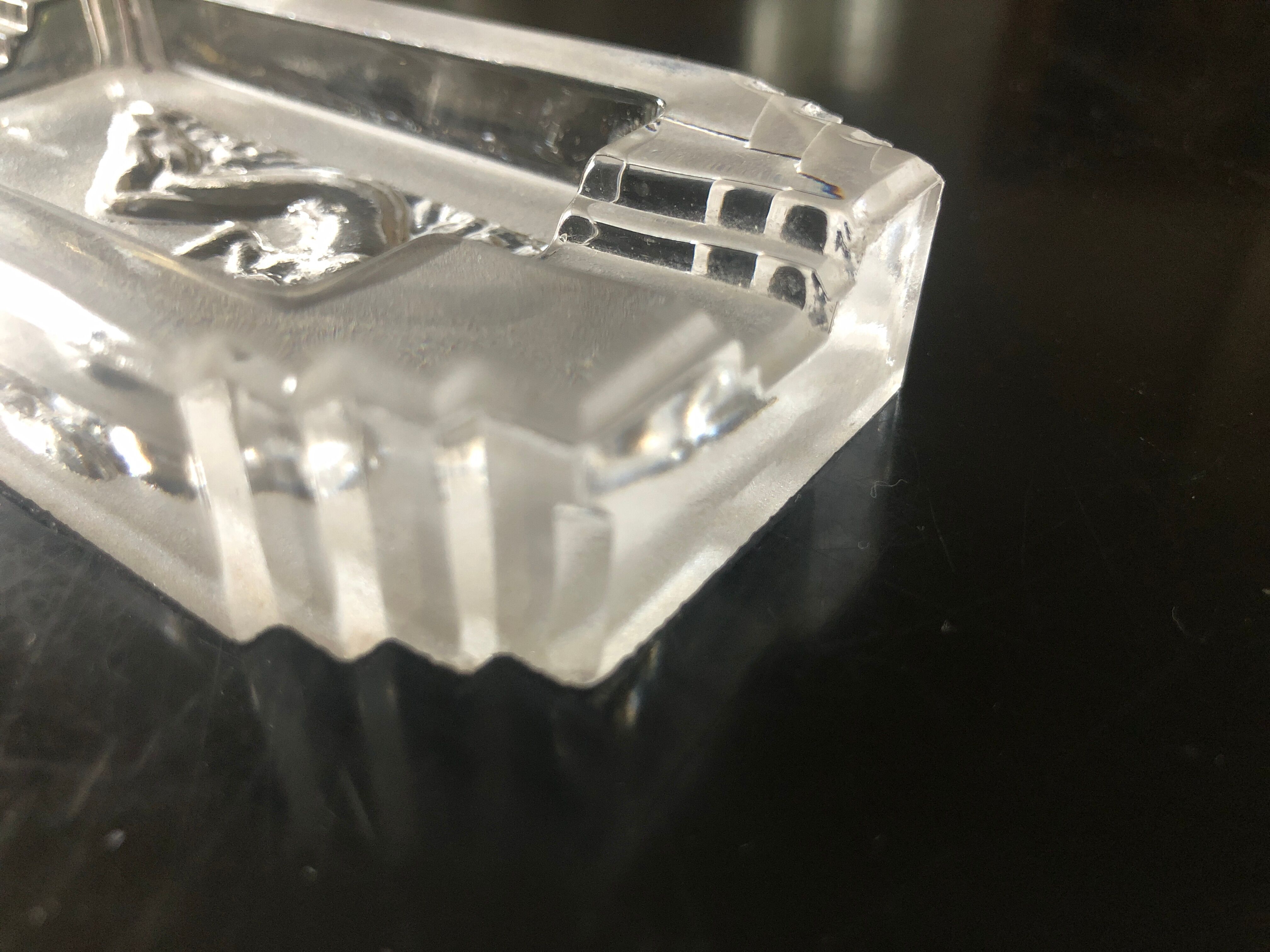 Art deco pressed glass ashtray